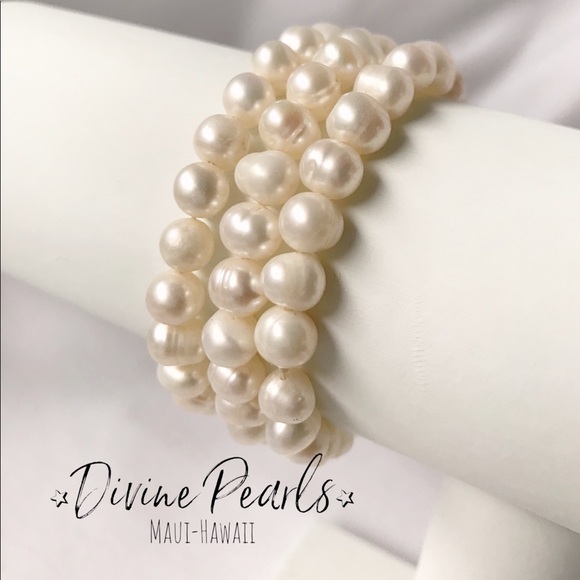 Set of 3 freshwater Pearls stretch bracelet - Picture 4 of 4